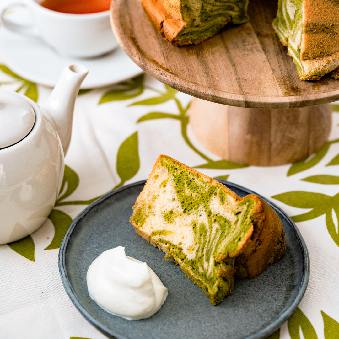 抹茶ときな粉のマーブルシフォンケーキ