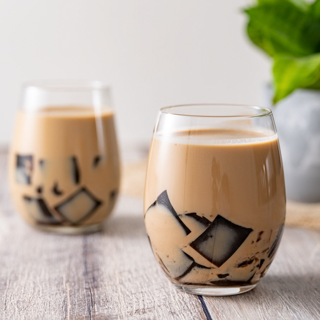 ドリンクゼリーの素で作る!コーヒーゼリーが入ったカフェオレ