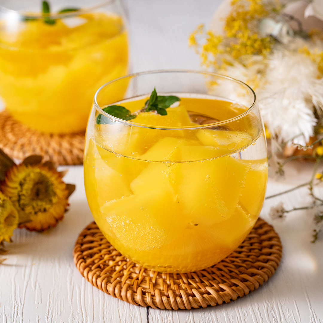 ドリンクゼリーの素で作る!オレンジゼリー入りサイダー