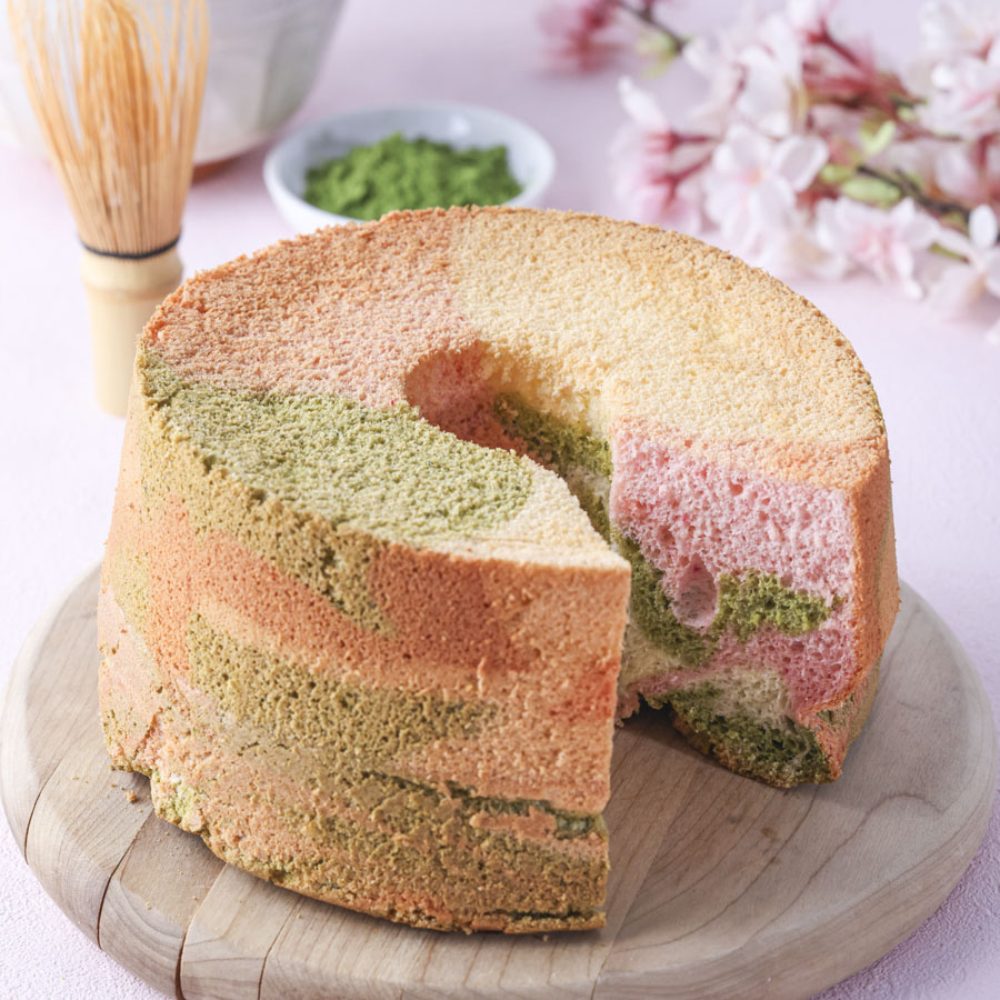桜と抹茶のシフォンケーキ