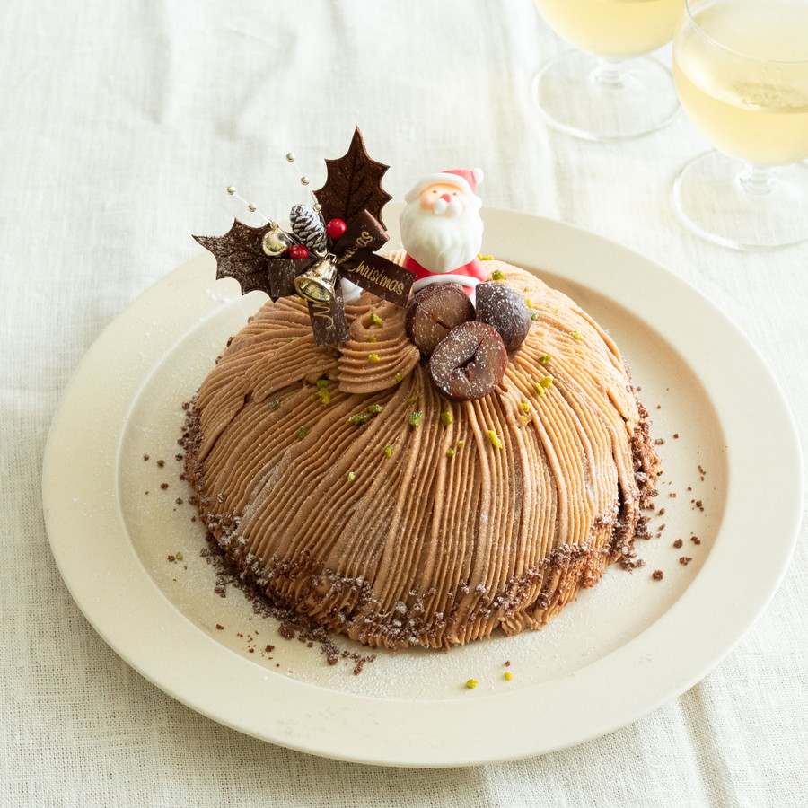 米粉でつくるクリスマスのモンブランドームケーキ