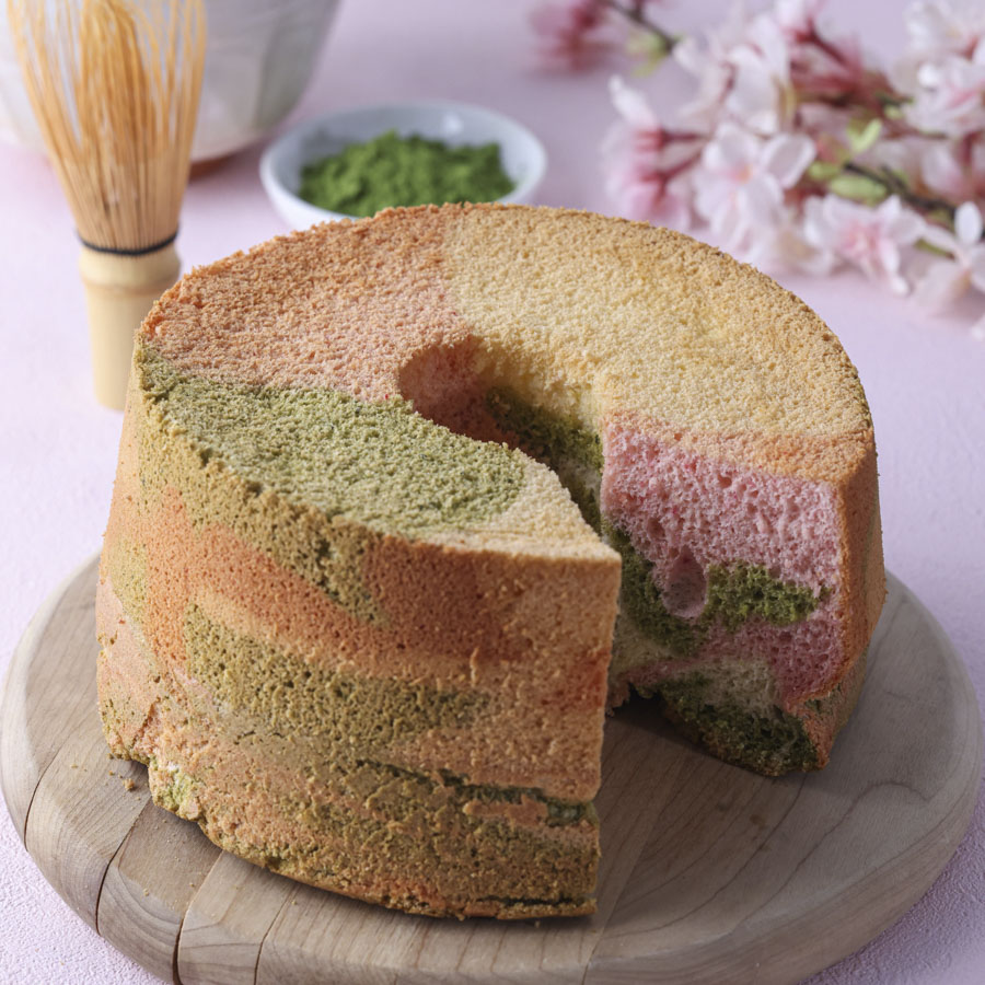 桜と抹茶のシフォンケーキ