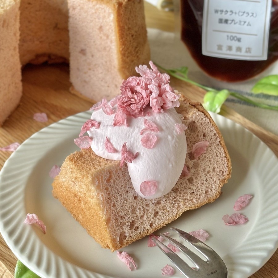 【グルテンフリー】卵2個で作る!米粉の桜シフォンケーキ
