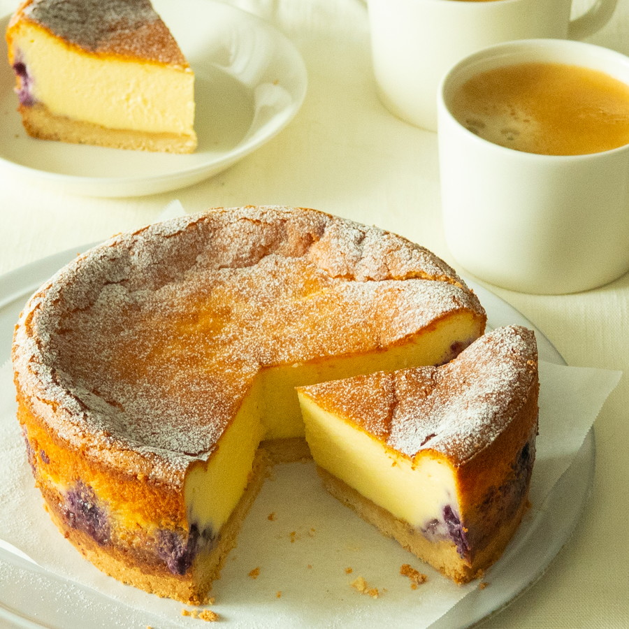 【グルテンフリー】ブルーベリーとホワイトチョコのチーズケーキ